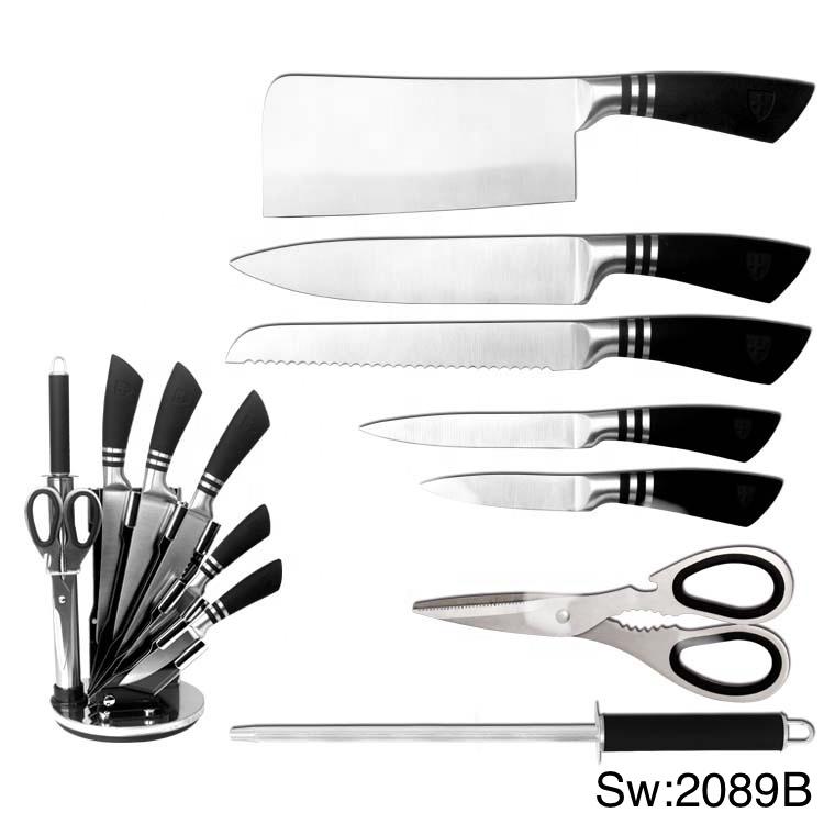 Set de couteaux en acier inoxydable avec support en acrylique SW:2089 B NOIR