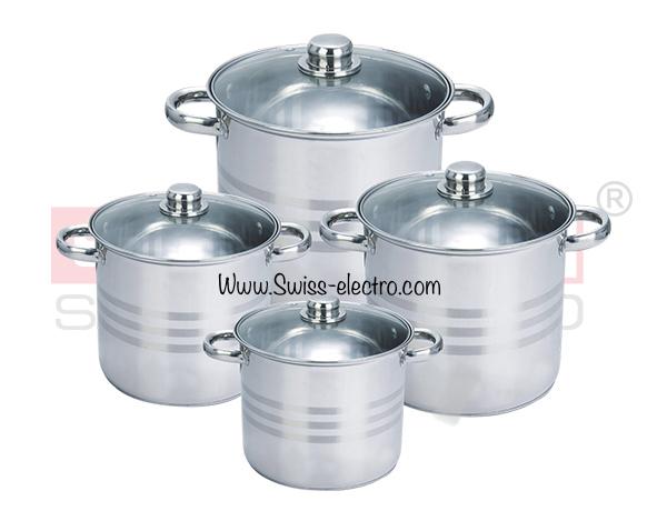 ensemble de casseroles 8 pcs  en acier inoxydable (INDUCTION)
