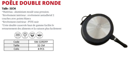 POÊLE DOUBLE RONDE 32 Cm