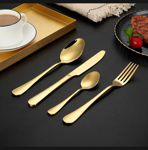 Cutlery set 24 pcs golden / cutlery