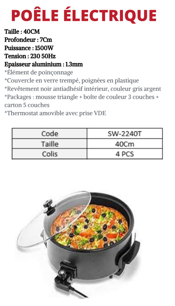 Plaque à pizza Electrique 40 cm / 7 cm