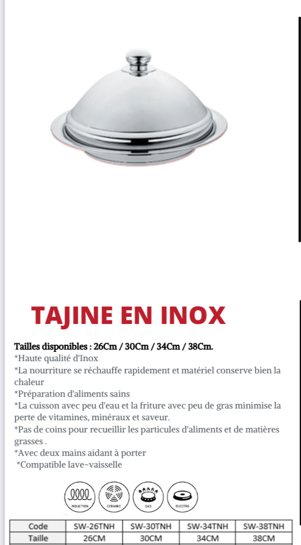 2023 New Morocco Tagine 26cm 30cm 34cm 38cm Inox Tajine - China Tajine Inox  and Tajine Teffo price