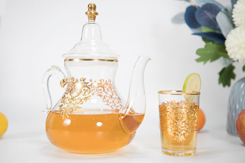 12 pcs glass set with gold glasses teapot