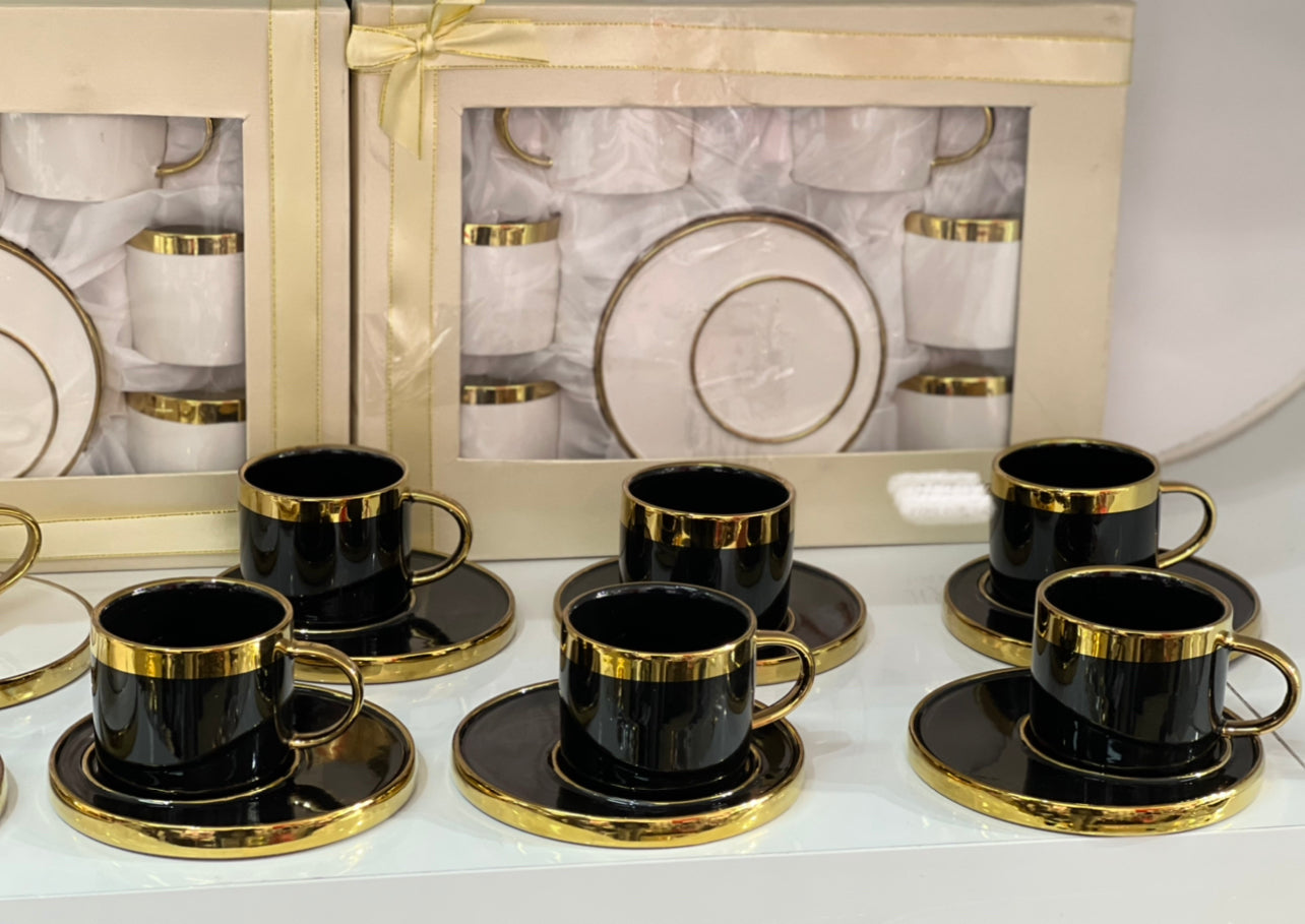 Gold border coffee cups